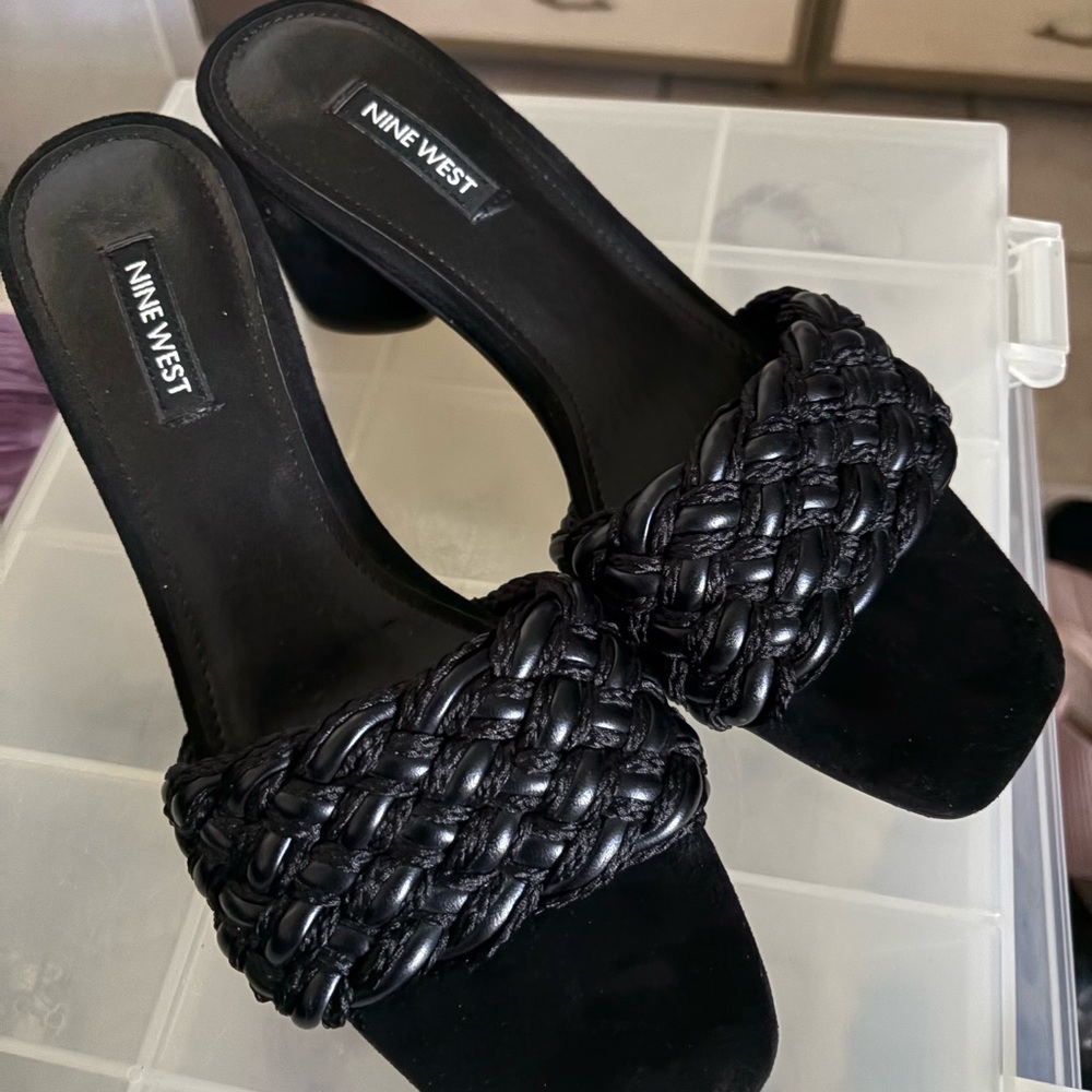 Nine West Black Braided Mules